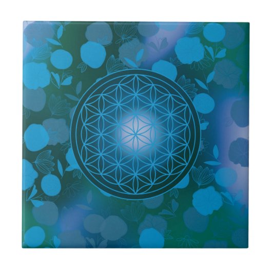 生命の花,チャクラ,禅,神聖幾何学, タイル (正面)