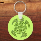 生命の花 / フローラ・ヴィタ - 緑のカメ キーホルダー (正面)