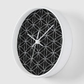 生命の花 ブラック＆ホワイト ウォールクロック (傾斜)