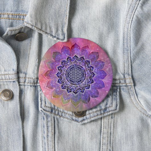 生命の花 - ヴィンテージスタイルの銀河空間1 缶バッジ (インサイチュ)