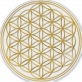 生命の花 - 聖なる幾何学シンボル ゴールド 1 シール (正面)