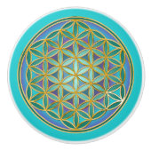 生命の花 - 聖なる幾何学デザイン1 セラミックノブ (正面)