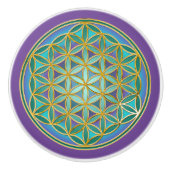 生命の花 - 聖なる幾何学デザイン1 セラミックノブ (正面)