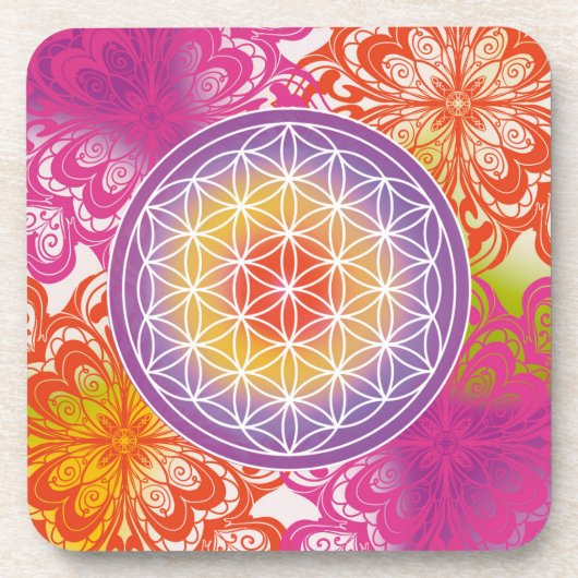 生命の花、聖なる幾何学、禅、チャクラ、 コースター (正面)