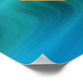 生命の花 |金ゴールド、ブルーグリーン波 ポスター (角)