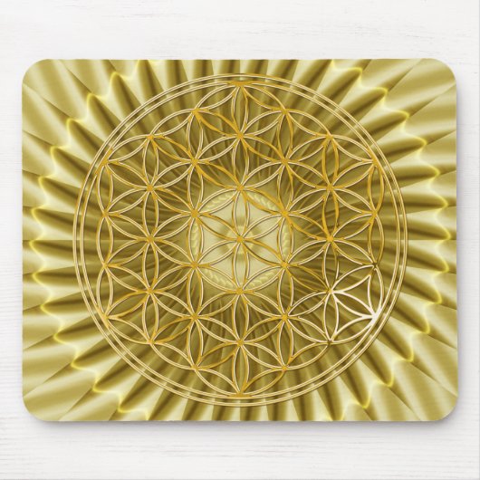 生命の花 |金ゴールド、大、明 マウスパッド (正面)