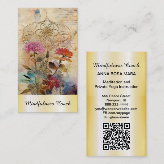 *~*生命の花AP92レイキヨガゴールドサンディ 名刺 (正面/裏面)