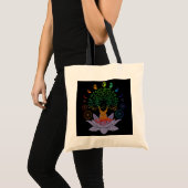 生命の蓮の花の月相の神聖な木 トートバッグ (正面(商品))