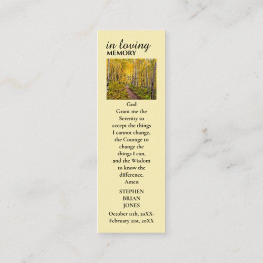 生命の記念賛美カードお祝い スキニー名刺 (裏面)