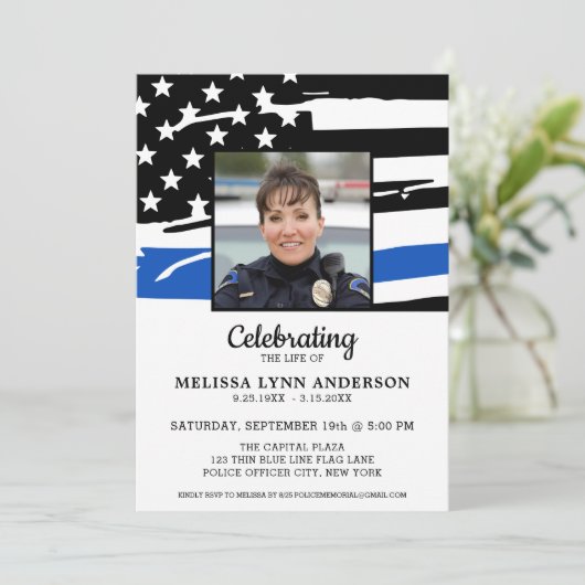 生命の警察お祝い薄いブルーライン記念 招待状 (スタンド正面)