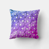 生命の青いピンクの紫色の花、おびえたジオメトリ クッション (裏面)
