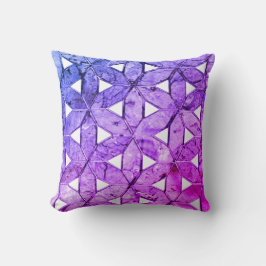 生命の青いピンクの紫色の花、おびえたジオメトリ クッション