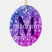 生命の青いピンクの紫色の花、おびえたジオメトリ セラミックオーナメント (右)