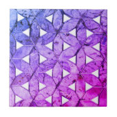 生命の青いピンクの紫色の花、おびえたジオメトリ タイル (正面)