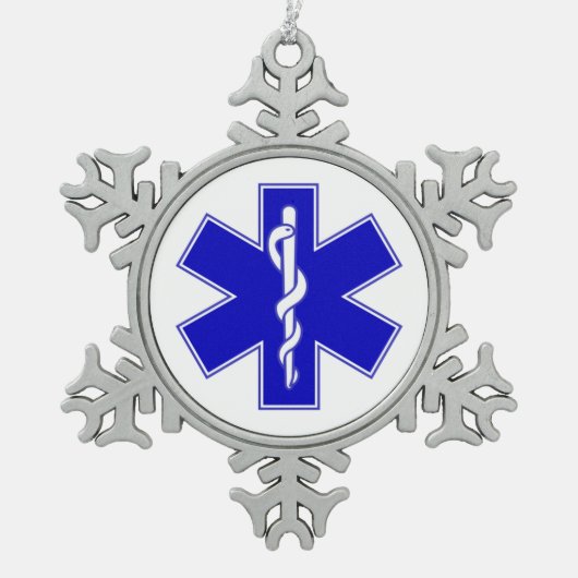 生命のEMTの星 スノーフレークピューターオーナメント (正面)