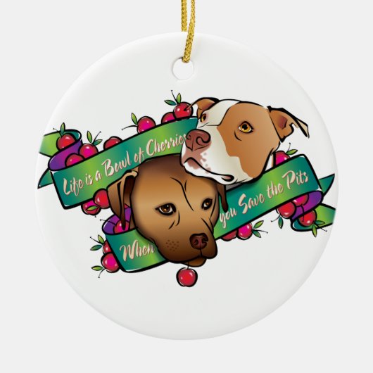 生命はさくらんぼのボール…です セラミックオーナメント (正面)