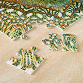 生命はすOmのヨガの黙想の曼荼羅の花 ジグソーパズル (側面)