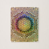 生命はすOmのヨガの黙想の曼荼羅の花 ジグソーパズル (縦)