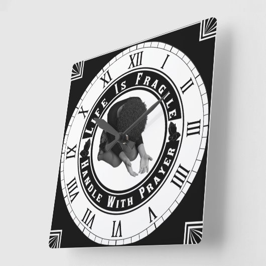 生命はもろい祈りの言葉 スクエア壁時計 (傾斜)