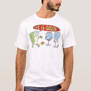 生命はよいです-おもしろいなゴーダ・チーズのTシャツ Tシャツ