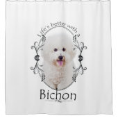 生命はよりよいBichonのシャワー・カーテンです シャワーカーテン (正面)