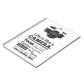 生命はカメラの引用文、グランジな黒のようです ノートブック (左側)