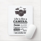 生命はカメラの引用文、グランジな黒のようです マウスパッド (マウス)