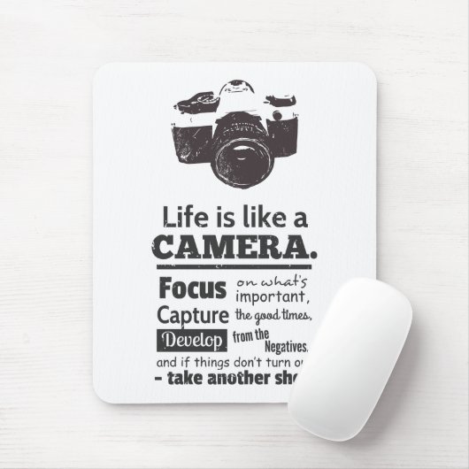 生命はカメラの引用文、グランジな黒のようです マウスパッド (マウス)