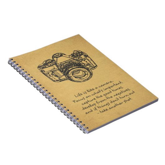 生命はカメラの引用文、ヴィンテージのようです ノートブック (右側)