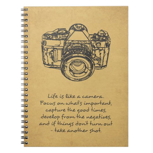 生命はカメラの引用文、ヴィンテージのようです ノートブック (正面)