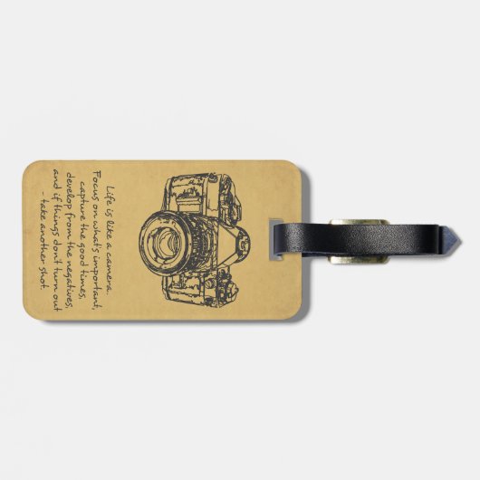 生命はカメラの引用文、ヴィンテージのようです ラゲッジタグ (裏面横)