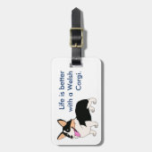 生命はコーギーとよりよいです ラゲッジタグ (正面縦)