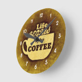 生命はコーヒーの後で始まります ラウンド壁時計 (傾斜)