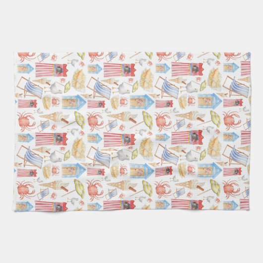 生命はビーチのteatowelです キッチンタオル (横)