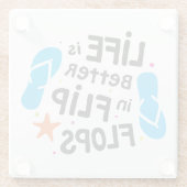 生命はビーチサンダルでよりよいです ガラスコースター (裏面)