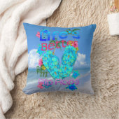 生命はビーチサンダルでよりよいです クッション (ブランケット)