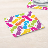 生命はビーチサンダルパターンでよりよいです スクエアペーパーコースター (アングル)