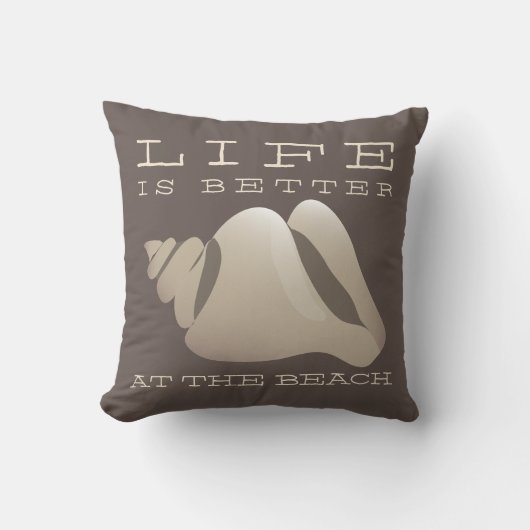 生命はビーチブラウン及び白でよりよいです クッション (正面)