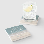 生命はビーチ|の水および砂の写真でよりよいです ストーンコースター (横)