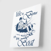 生命はボートのおもしろいなボートの漫画でよりよいです スクエア壁時計 (傾斜)