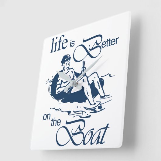 生命はボートのおもしろいなボートの漫画でよりよいです スクエア壁時計 (傾斜)