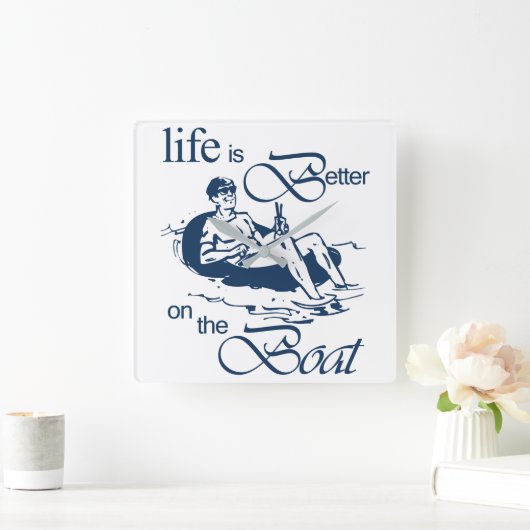 生命はボートのおもしろいなボートの漫画でよりよいです スクエア壁時計 (ホーム)