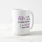 生命は余りに短くやる気を起こさせるなマグです コーヒーマグカップ (正面右)