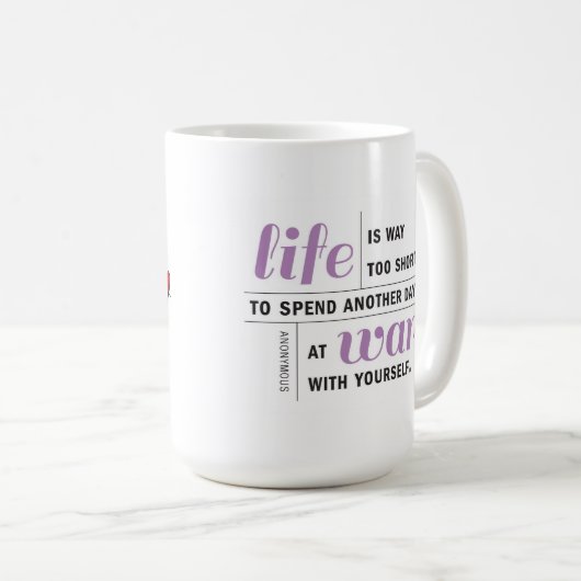 生命は余りに短くやる気を起こさせるなマグです コーヒーマグカップ (正面右)