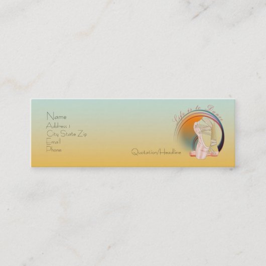 生命は名刺を踊ることです スキニー名刺 (正面)