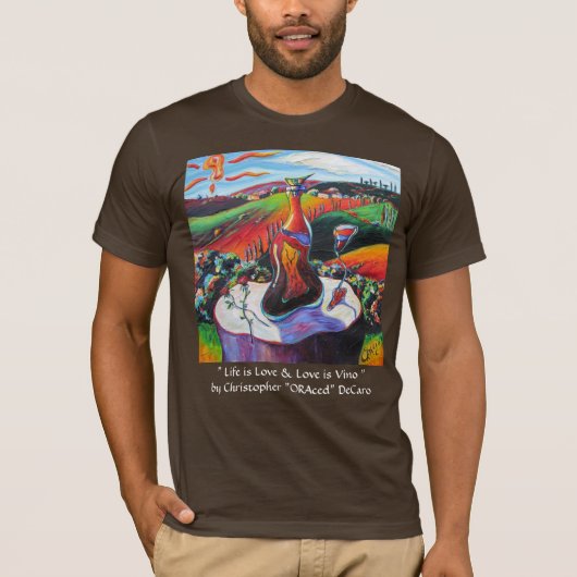 生命は愛です及び愛はVinoです Tシャツ (正面)