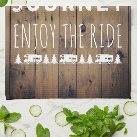 生命は旅行楽しみます乗車素朴なRVのキャンピングカーをです キッチンタオル (折り畳み)