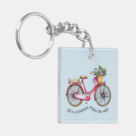 生命は旅行、楽しみます乗車をです-バイクを開花して下さい キーホルダー (正面左)