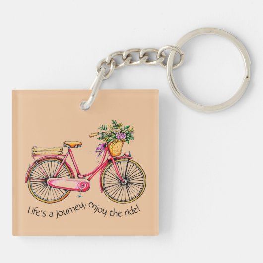 生命は旅行、楽しみます乗車をです-バイクを開花して下さい キーホルダー (裏面)