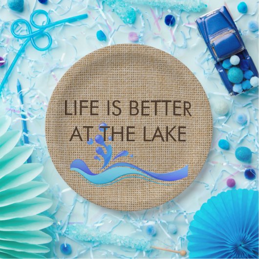 生命は湖のバーラップの紙皿でよりよいです ペーパープレート (パーティー)